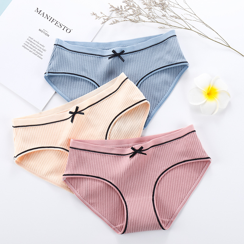 Combo 10 Quần Lót Nữ Cotton Gân Tăm Phối Nơ GT1