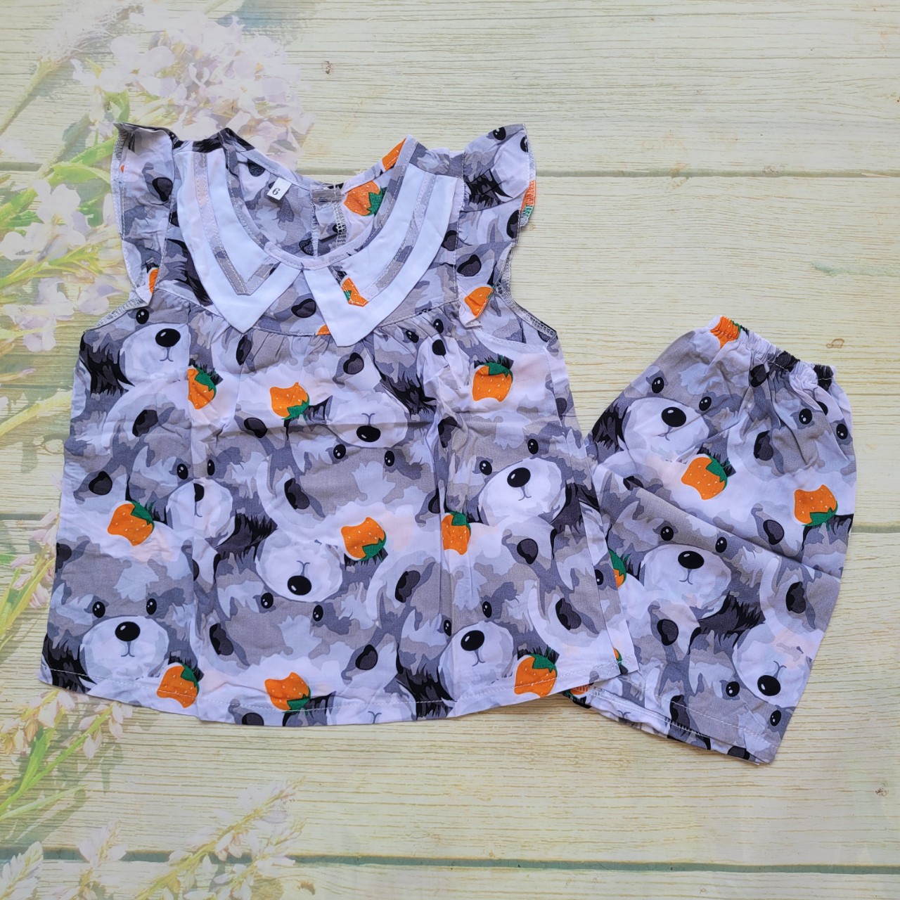 Đồ bộ tole lanh bé gái ngắn size 2
