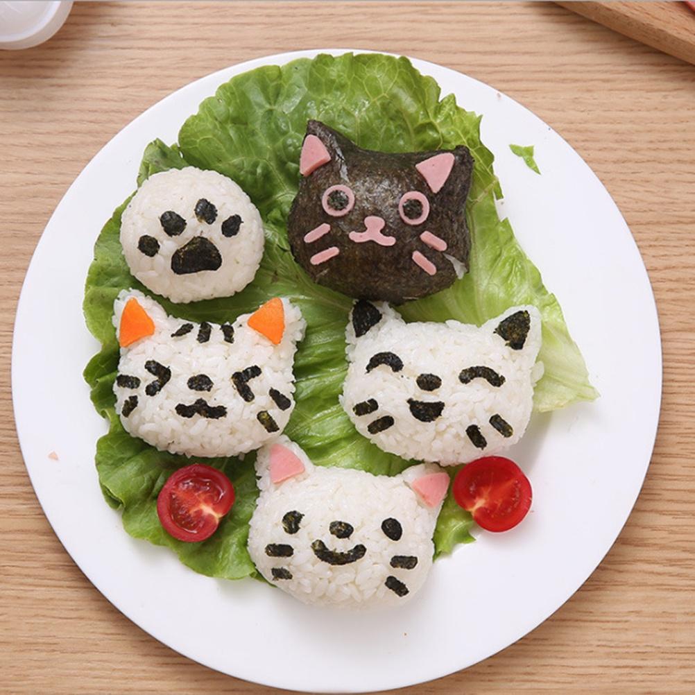 DIY Rice Ball Mold Set Sushi Maker Cat Shaped Food Ball Mold Sushi Making Tray Kitchen Tools ELEN