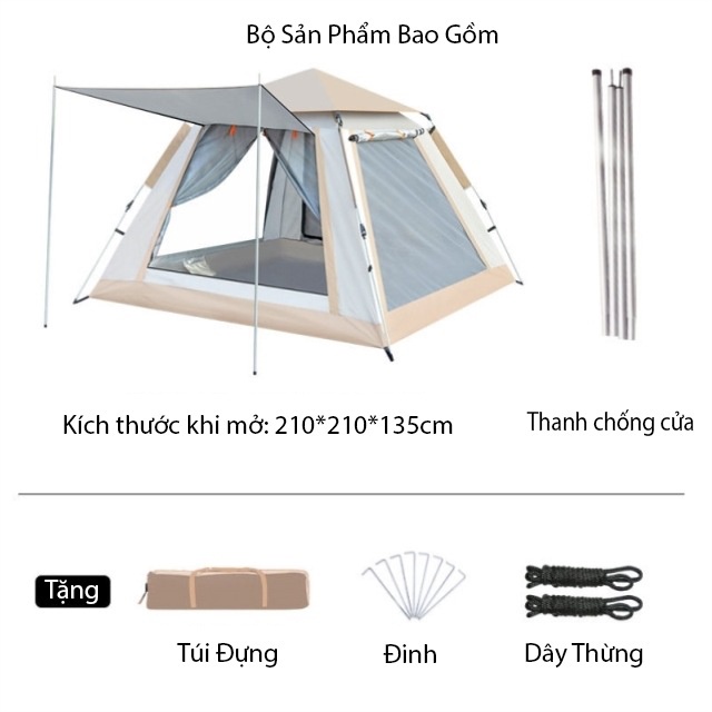 Lều liều picnic cắm trại dã ngoại du lịch đi phượt tự bung cỡ lớn size đủ cho 3-6 người (200*200*135cm)