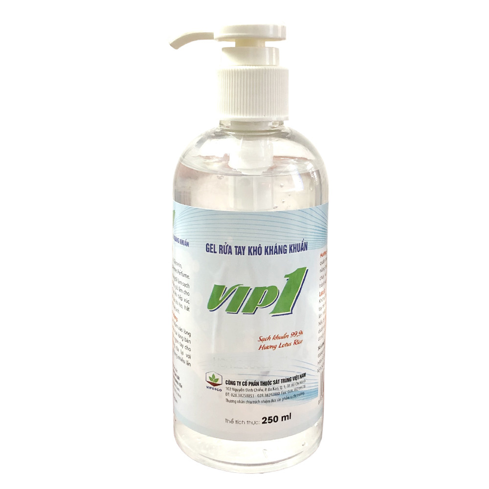 Gel Rửa Tay Khô, Gel Rửa Tay Kháng Khuẩn, Nước Rửa Tay Diệt Khuẩn Vip1 250ml loại Có Vòi Xịt - Bảo Vệ Vượt Trội, Hỗ Trợ Loại Bỏ 99,9% Vi Khuẩn và Cân Bằng Độ Ẩm Cho Da