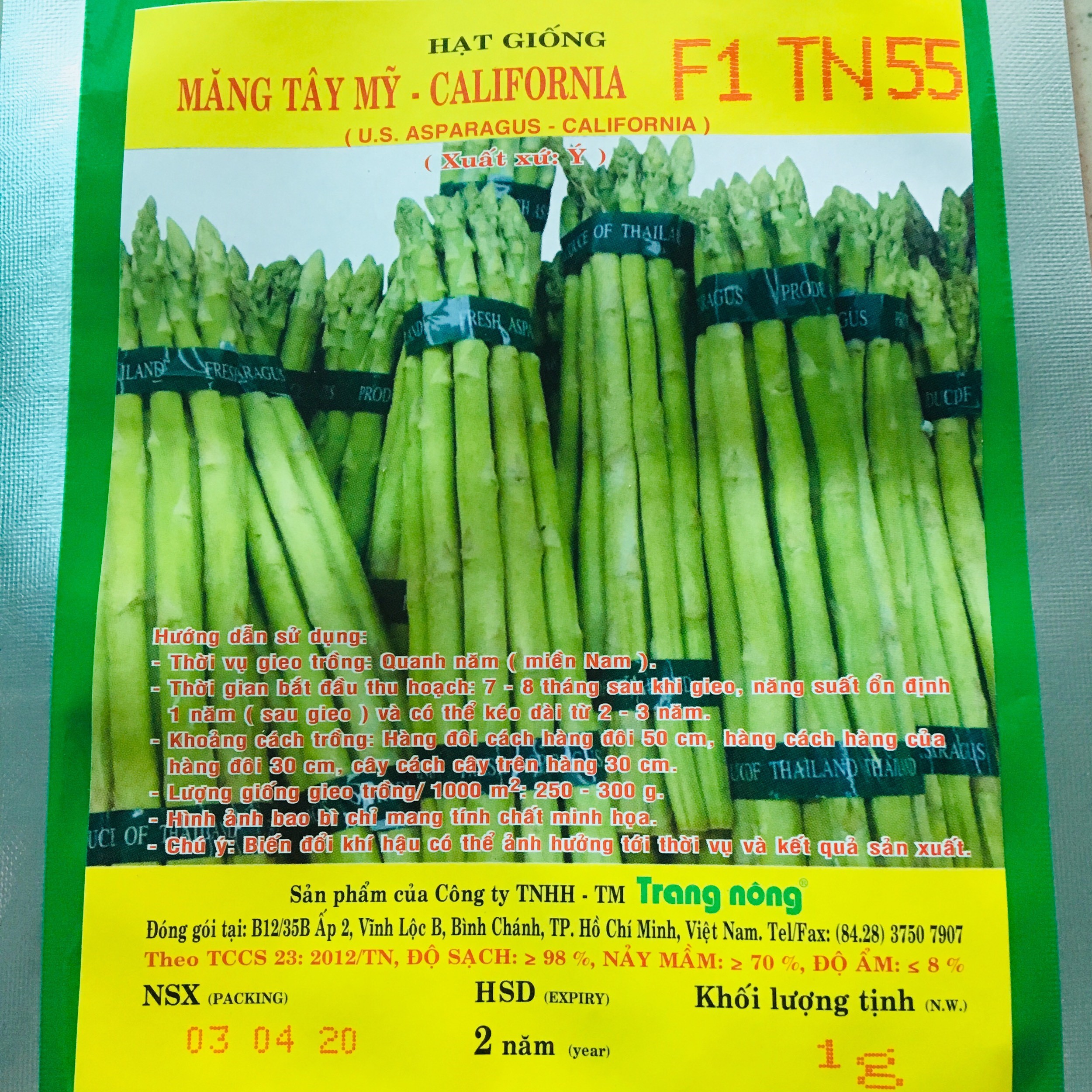 Hạt Giống Măng Tây Mỹ F1 - California TN55 Gói 1g