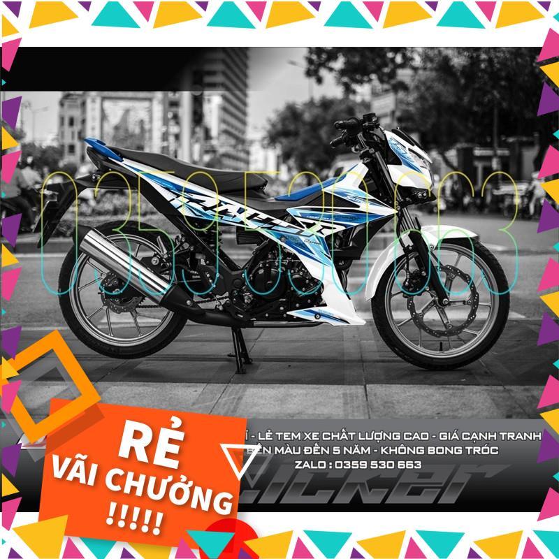 Tem rời Raider mẫu 2021 - tem xanh dán xe trắng