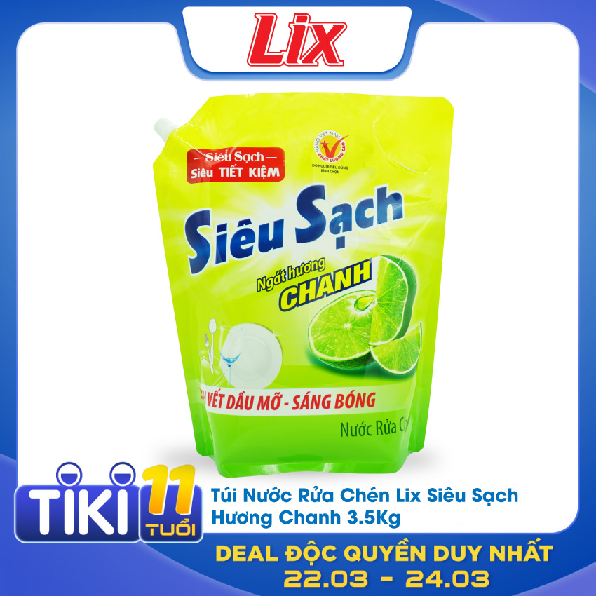 Túi nước rửa chén Lix siêu sạch hương chanh 3.5kg N4301