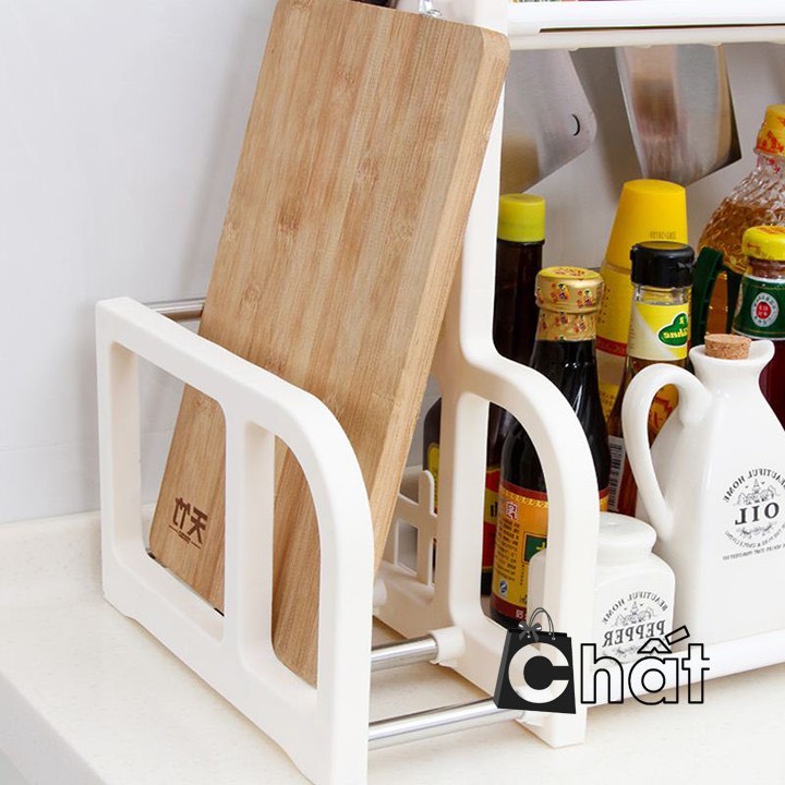 Kệ để lọ gia vị chữ H có khay để thớt