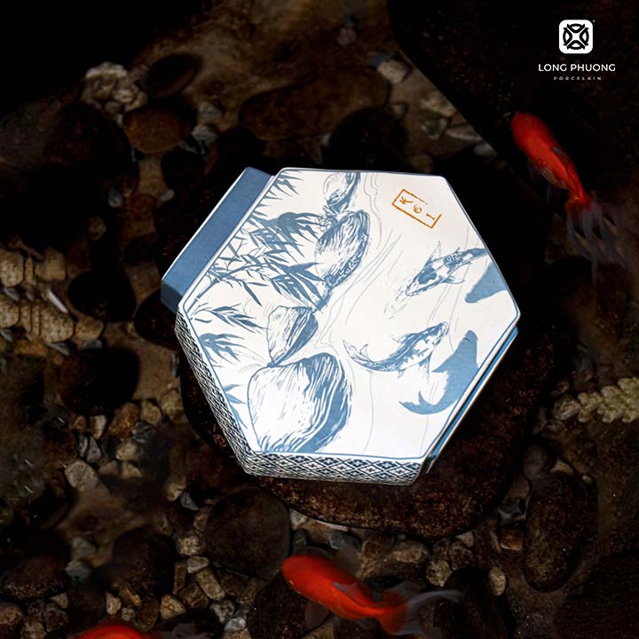 Lọ hoa gốm sứ đẹp cá Koi – mẫu lọ hoa sứ vạn người mê