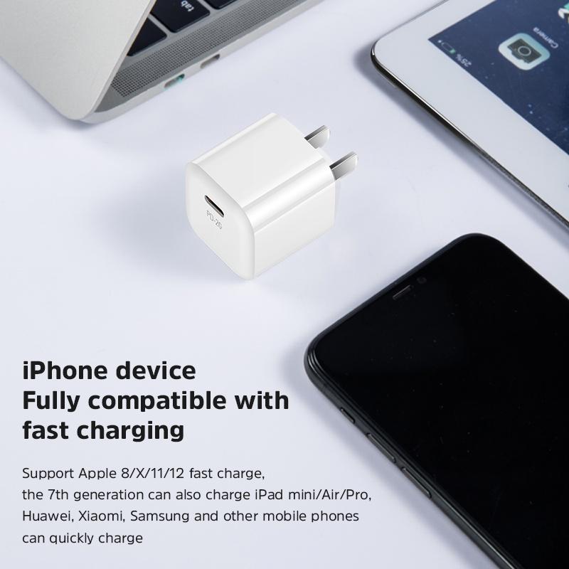 Bộ Sạc Nhanh USB-C 20W BASIKE AT55P Hỗ Trợ Sạc Nhanh 3.0 Cổng Type-C Cho iPhone 12 13 Samsung HUAWEI-Hàng chính hãng