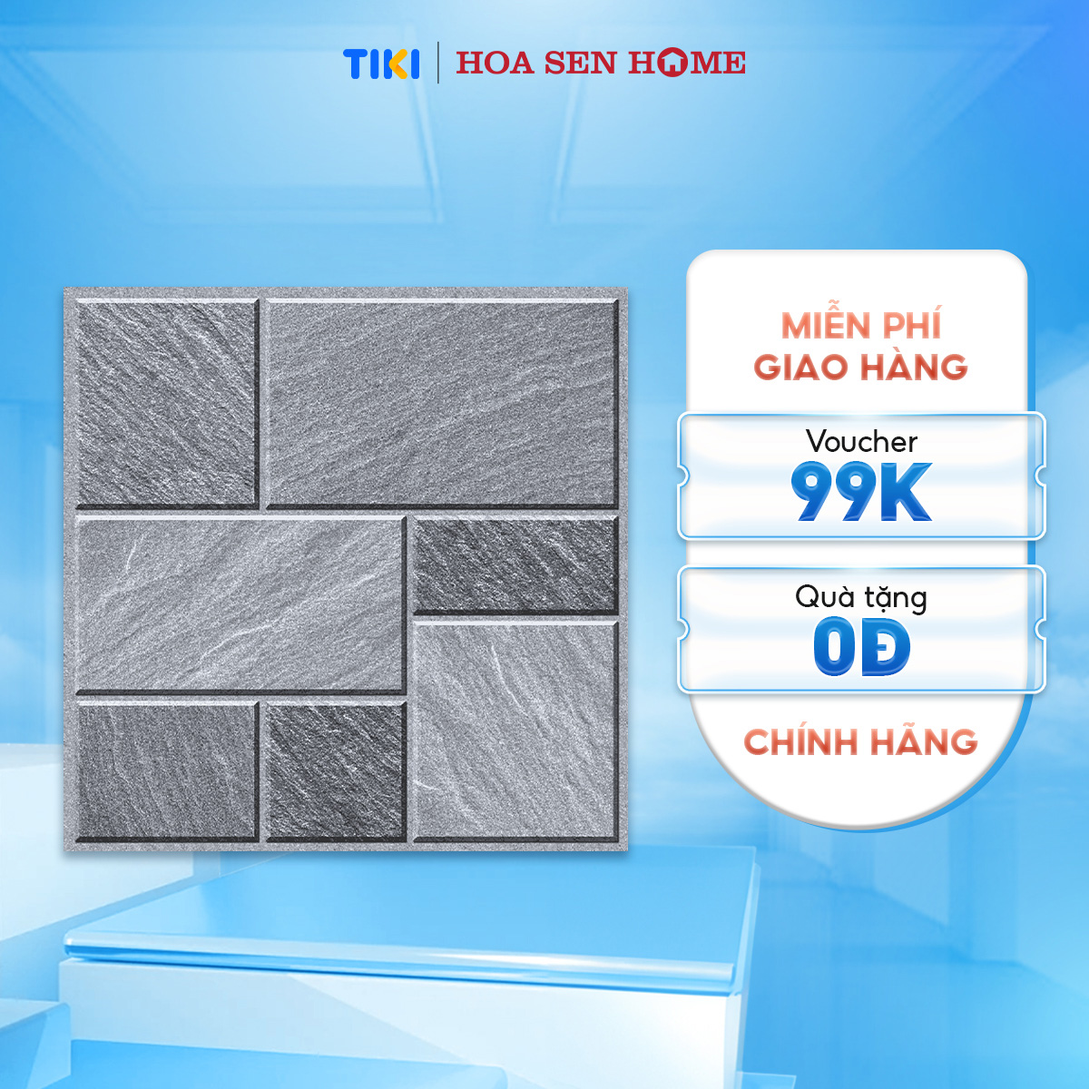 Gạch sân vườn bán sứ LUSTILE VNRHY0500500008 bề mặt sugar, độ hút nước thấp, kích thước 500mmx500mm, thùng 6 viên - Hàng chính hãng