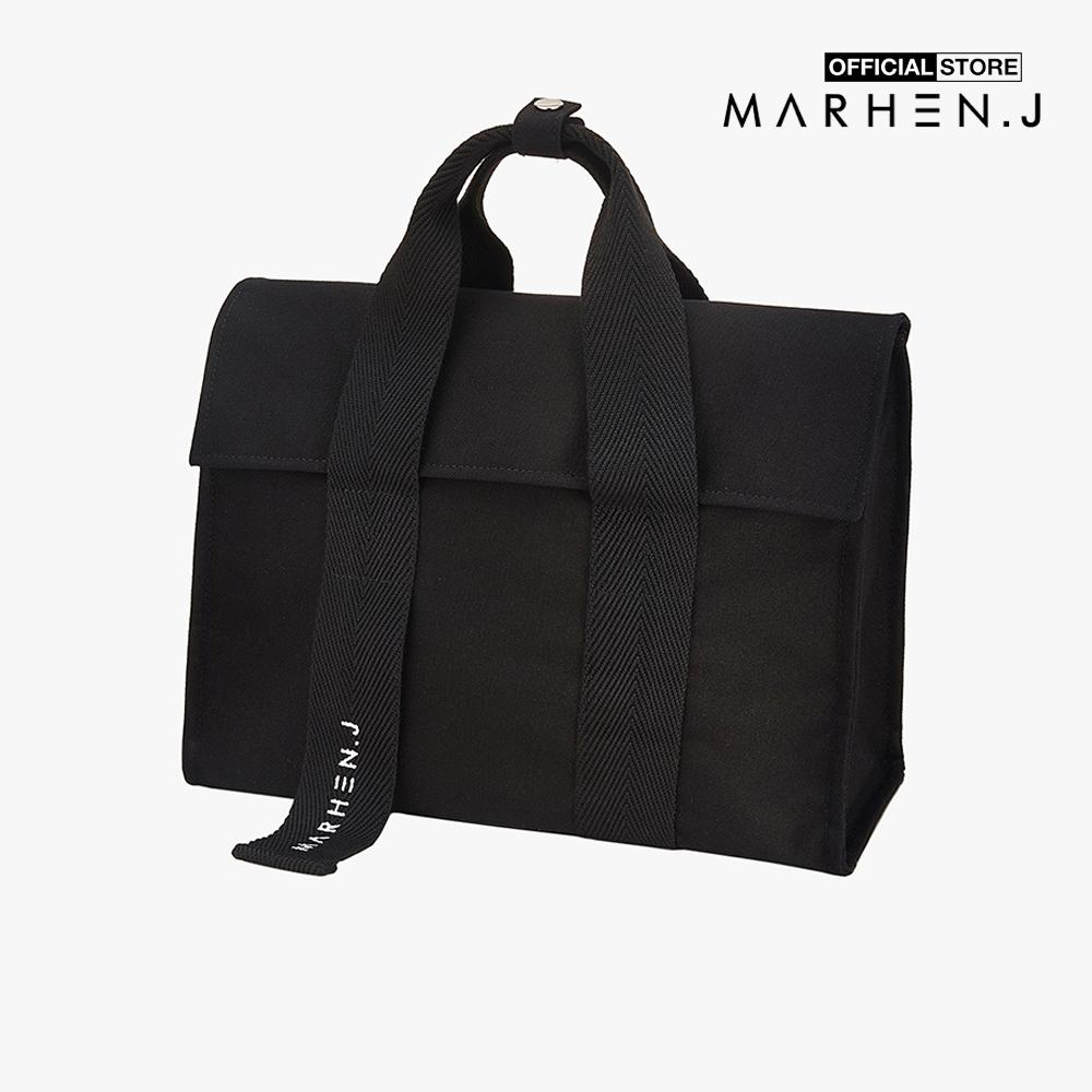 Marhen.J - Túi đeo vai chữ nhật nắp gập vải bố Roy MJ19AROYAL-BK