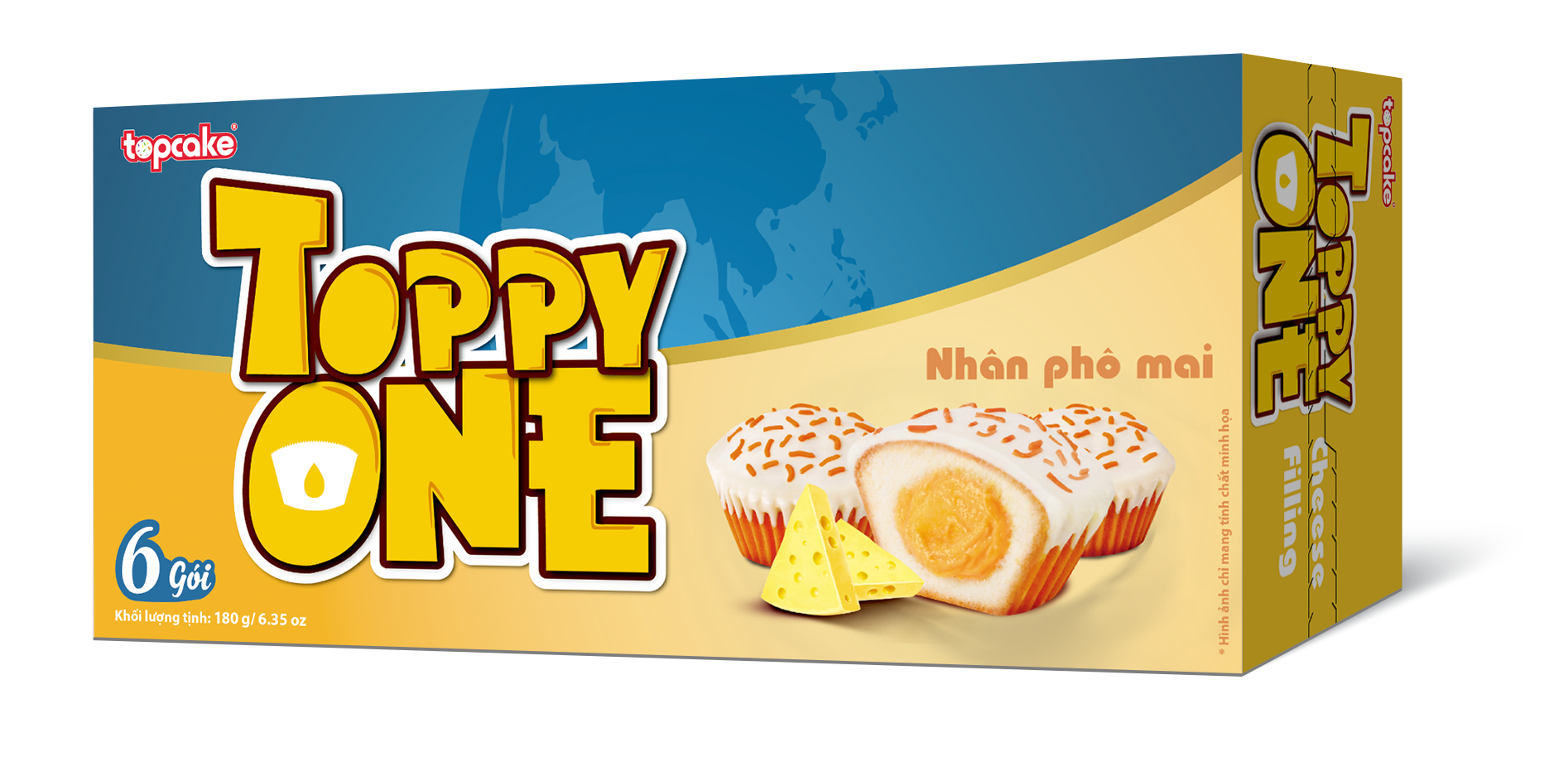 Bánh cupcake cao cấp TOPPY ONE phủ sô cô la trắng nhân phô mai 180g