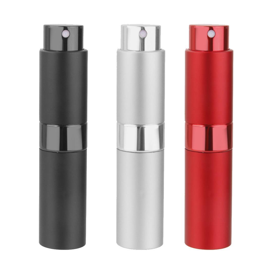 4X 8ml Refillable Rotation Perfume Atomizer Empty Spray Bottle Black