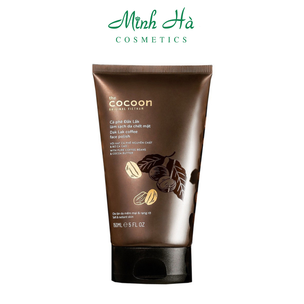 Tẩy da chết mặt Cà Phê Đắk Đắk Cocoon 150ml làm sạch da chết mặt, cho làn da mềm mại rạng rỡ