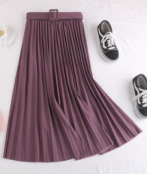 Chân váy xếp ly dáng dài có đai chất vải không nhăn Free size