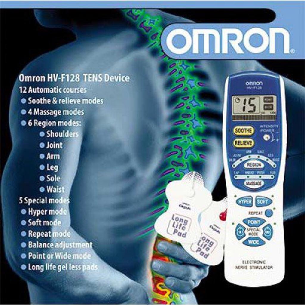 Máy Mát Xa Cổ Vai Gáy OMRON HV-F128 - Máy Massage Xung Điện Trị Liệu 12 Chế Độ Tự Động Theo Từng Vùng Cơ, Bảo Hành 1 Năm