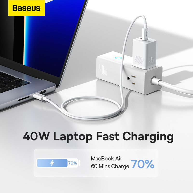 Cốc Sạc Nhanh Nhỏ Gọn OS-Baseus GaN5 Pro Fast Charger C+C 40W US (Chân cắm dẹp US) (Hàng chính hãng)