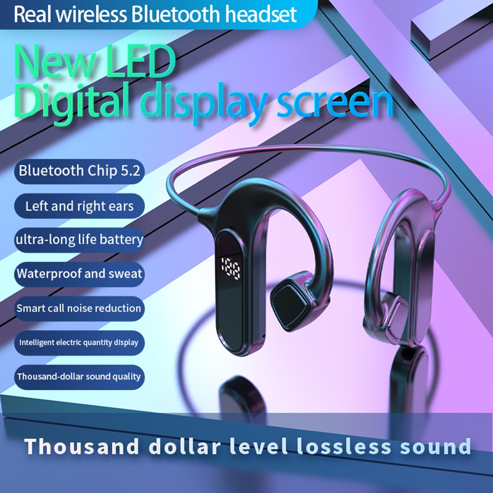Bluetooth Bone Conduction Headset LED Display Open-Ear for Running Swimming