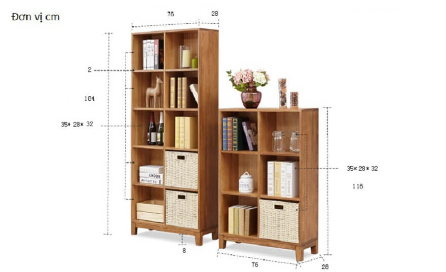 Giá sách gỗ công nghiệp thiết kế đẹp hiện đại