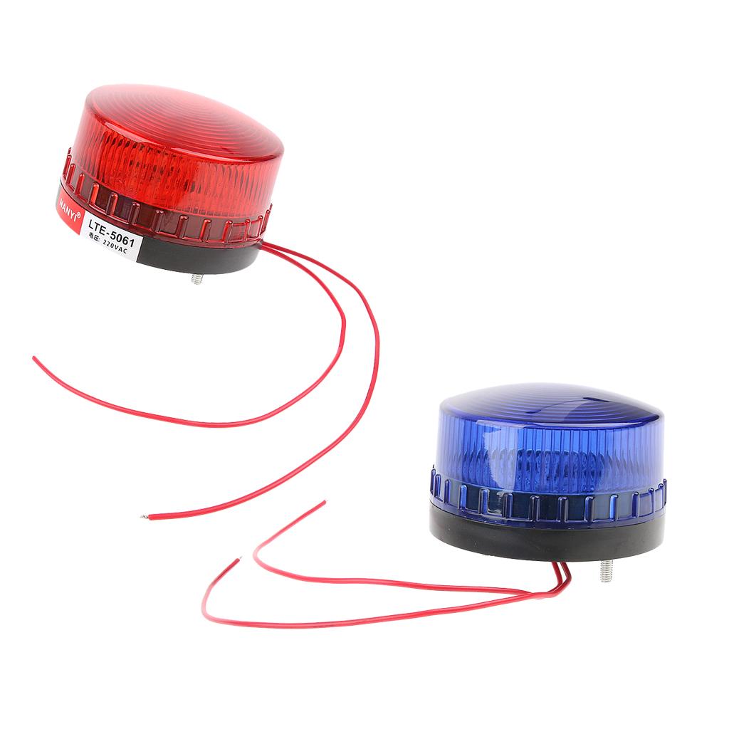 2PCS 220V Red & Blue Emergency LED Strobe Signal Warning Light Beacon