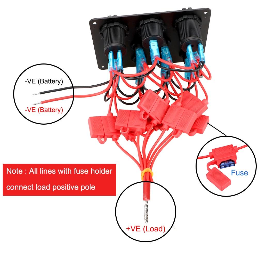 Bảng công tắc khởi động xe hơi/xe tải ATV UTV Caravan 8 Gang hai cổng USB 12-24V