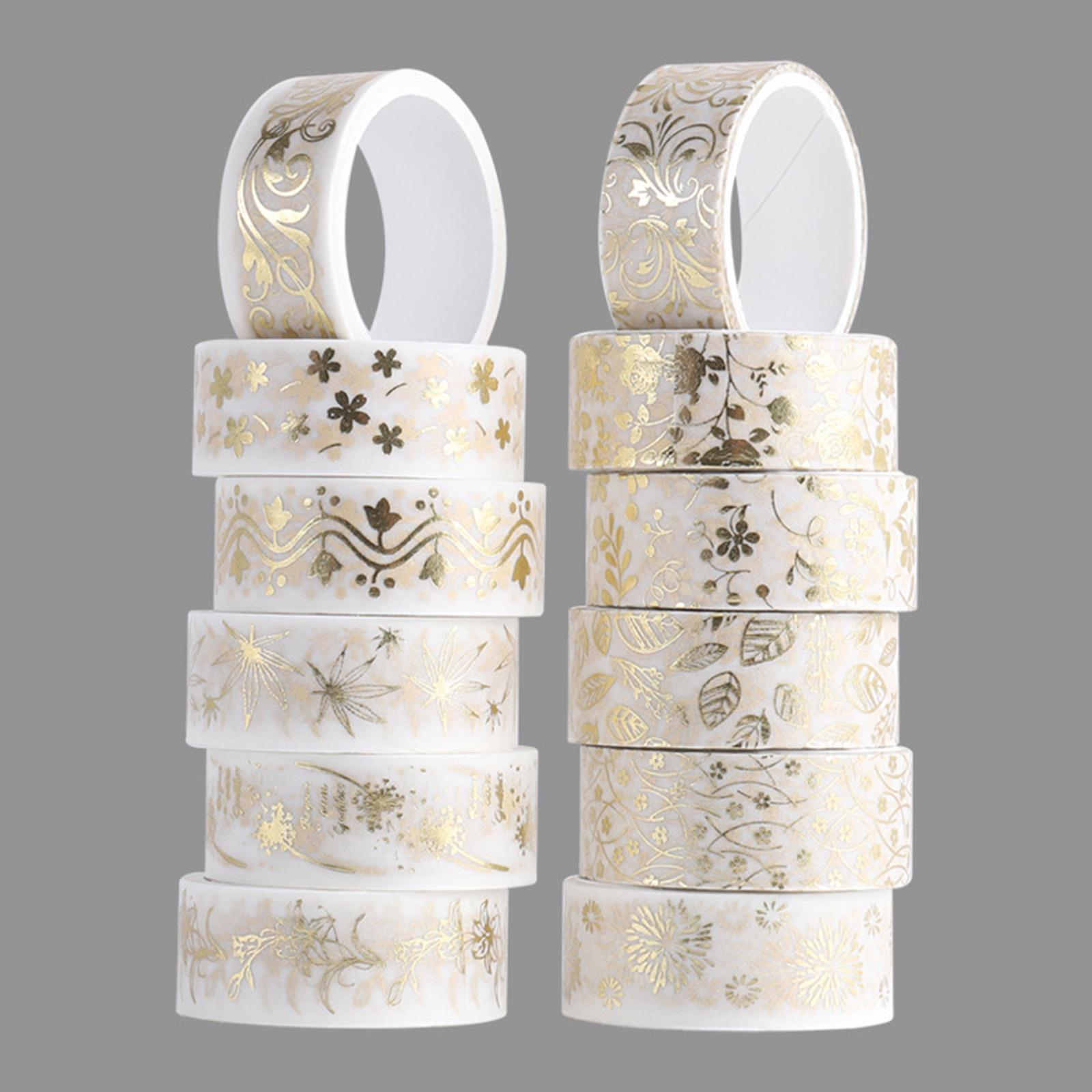 2x 12 Rolls Bronzing Washi Tape Set Retro Flowers And Plants Decorative Masking Tape Scrapbook Tape for DIY Craft Art Gift Wrapping