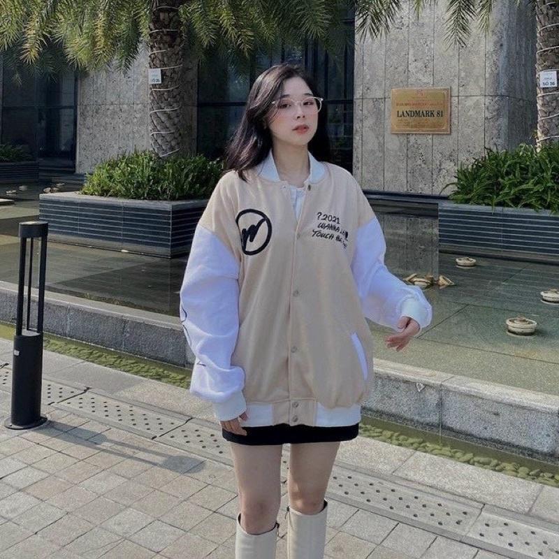 Áo khoác bomber form rộng unisex chất vải nỉ ngoại dày dặn W?
