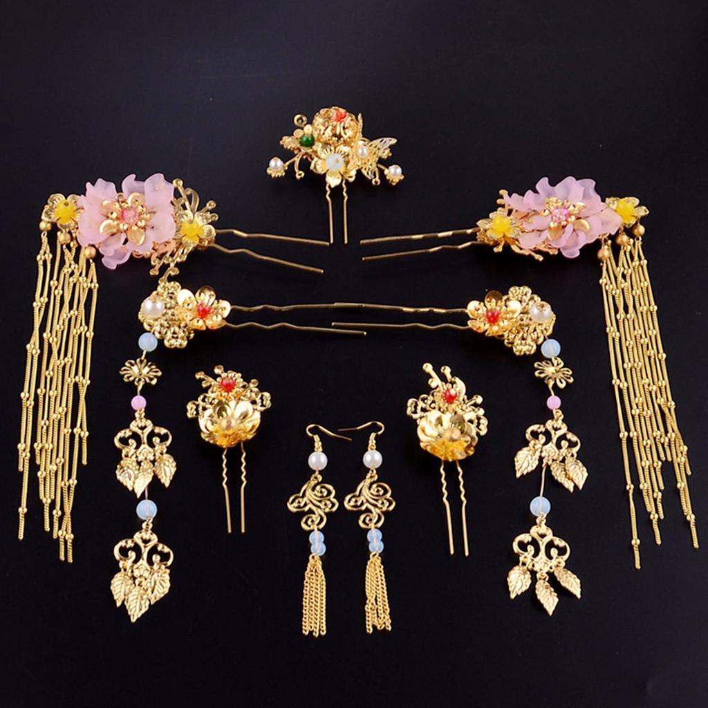 Charm Chinese Wedding Bridal Tiara Earrings Hairpin Set for Wedding Supplies