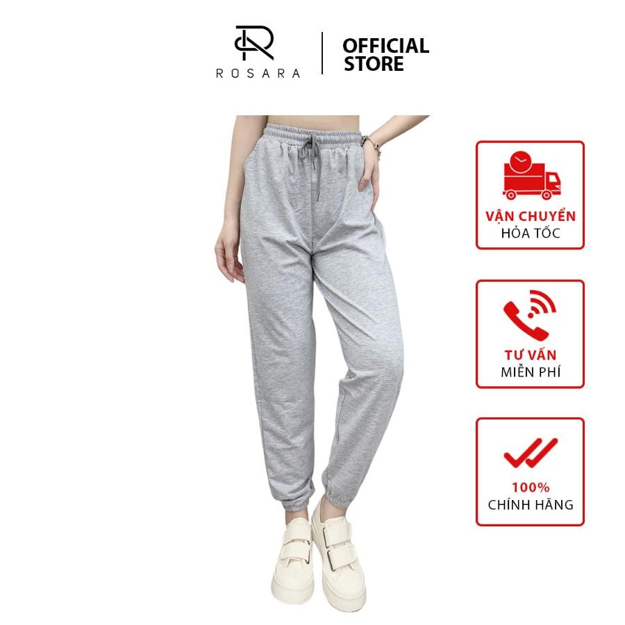 Quần jogger thời trang nữ cạp chun bo gấu 3 màu Rosara B30