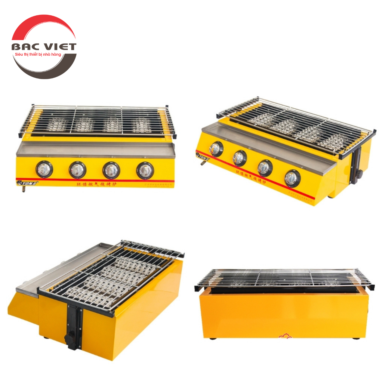 BẾP NƯỚNG BBQ KHÔNG KHÓI K222 [4 HỌNG ĐỐT NGẮN] SỬ DỤNG GAS NƯỚNG HÀU, NƯỚNG THỊT DÀNH CHO QUÁN NƯỚNG