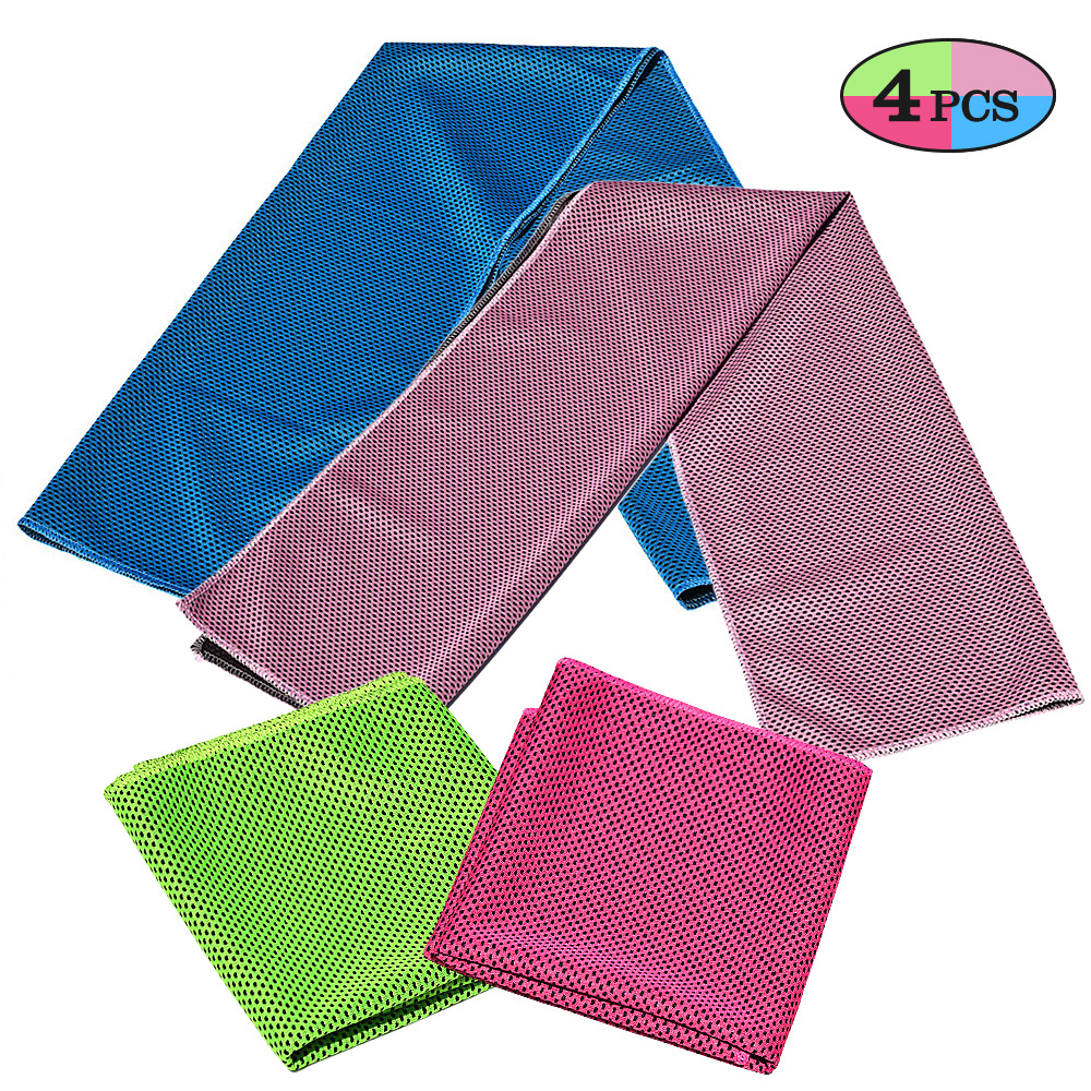 Combo 4 khăn làm mát thoáng khí, tập thể dục thể thao, làm mát nhanh