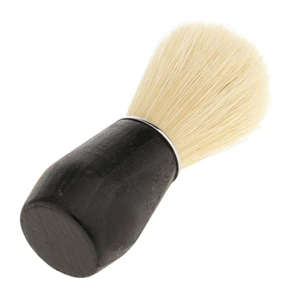 Soft Professional Barber Salon Home Beard Shaving Brush with Plastic Handle Facial Cleaning Brush - Black