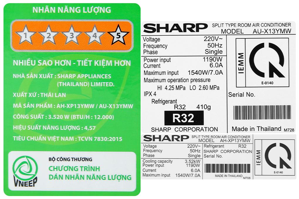 Máy lạnh Sharp Inverter 1.5 HP AH-XP13YMW - Hàng chính hãng - Giao hàng toàn quốc