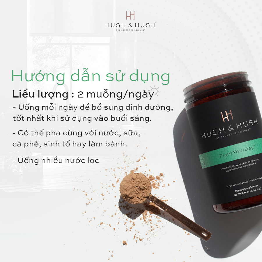 Bột Protein Thuần Chay Bổ Sung Vitamin Và Năng Lượng - Hush &amp; Hush Plant Your Day 402g