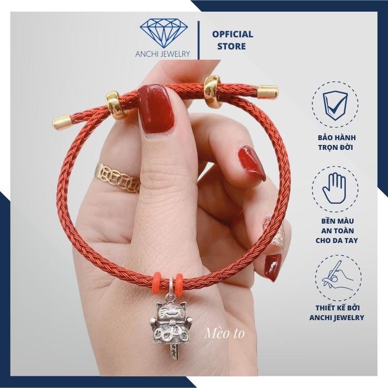 Vòng tay charm mèo thần tài, bạc thật nguyên chất. Anchi jewelry