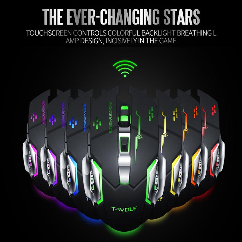 Sạc Không Dây + Chuột Không Dây 2.4GHz Quang USB LED Backlit Công Thái Silent Chuột Chơi Game Game Chuột Cho Máy Tính Laptop Game Thủ