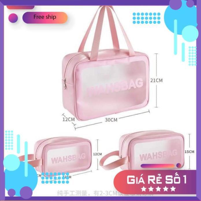 Túi đựng mỹ phẩm Sét 3 túi đựng mỹ phẩm trong suốt mẫu mới, sét 3 túi mỹ phẩm washbag