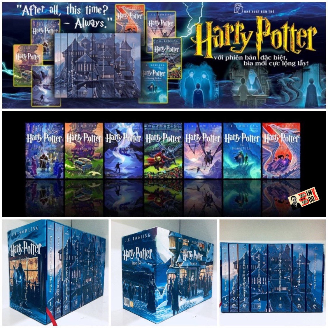 Boxset phiên bản đặc biệt (Trọn Bộ 7 Tập) HARRY POTTER bìa mới đẹp long lanh ghép thành lâu đài phép thuật Hogwarts – NXB Trẻ 