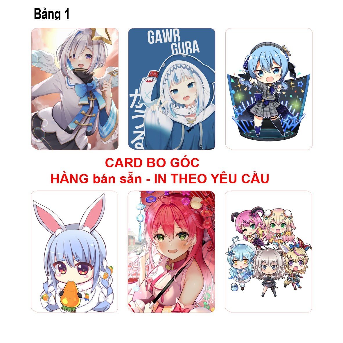 Card bo góc Hololive 6 ảnh khác nhau/ Thẻ card hình Hololive