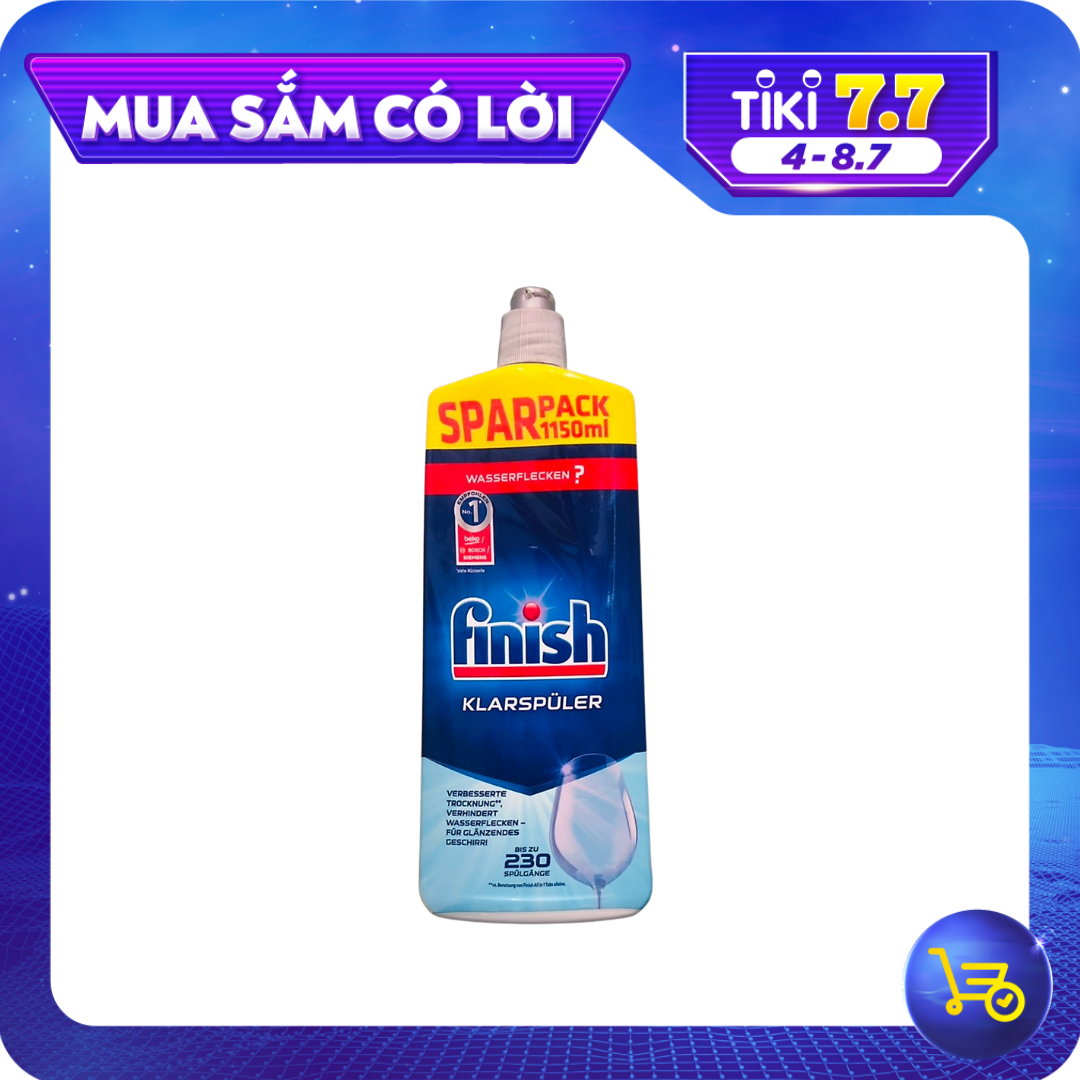 Nước làm bóng Finish 1150ml, dung dịch dầu làm bóng bát finish dùng cho máy rửa bát chén 1150ml, 800ml, 750ml, 1500ml