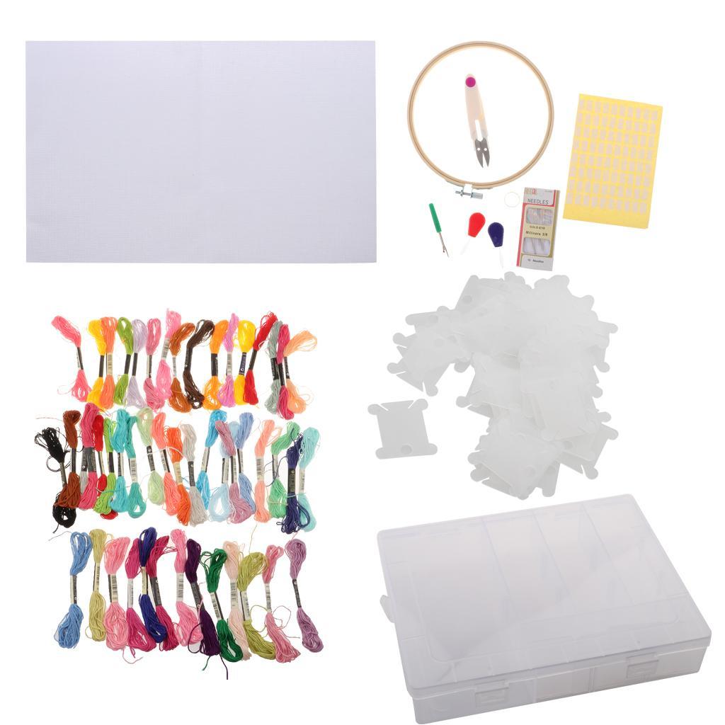 Embroidery Starter Kit with 50 Color Threads & Cross Stitch Hoops & Needles