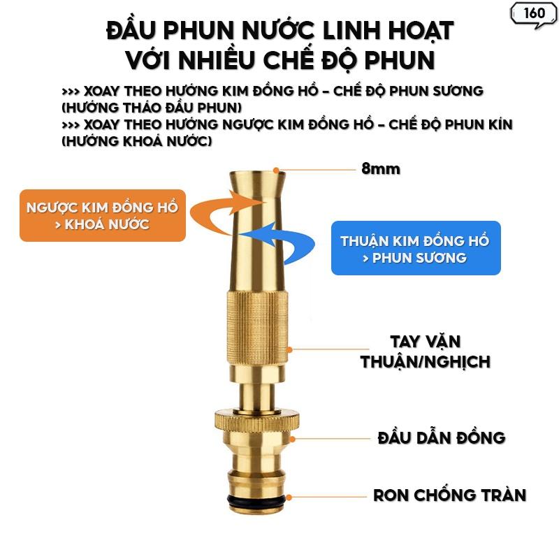 Bộ vòi tưới nước cao áp tưới cây sân vườn bao gồm đầu phun nước và ống dẫn nước độ dày 10 mét 159 160