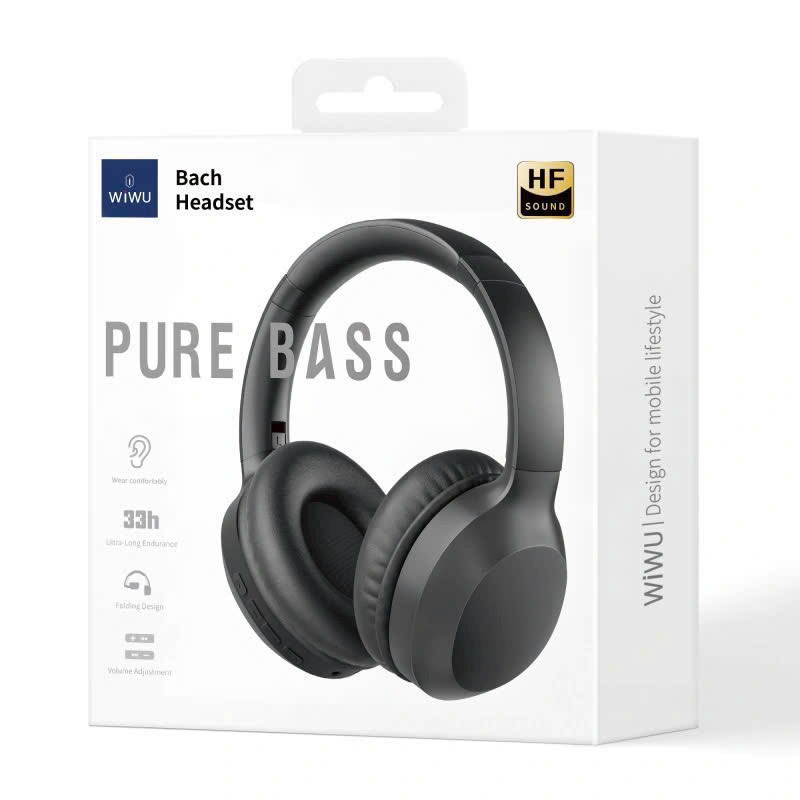 Tai Nghe Không Dây WiWU Pure Bass Kết Nối Bluetooth, HF Sound, Sạc Type-C, Âm Thanh Nổi - Hàng Chính Hãng