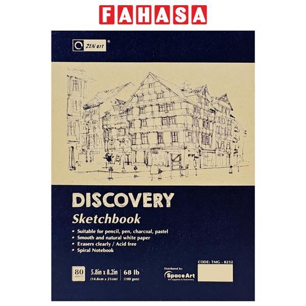 Sổ Vẽ Lò Xo Sketchbook Discovery A5 - Gáy Ngang - Giấy Trơn - 160 Trang 100gsm - Zen Art TMG-8232 - Màu Xanh Navy