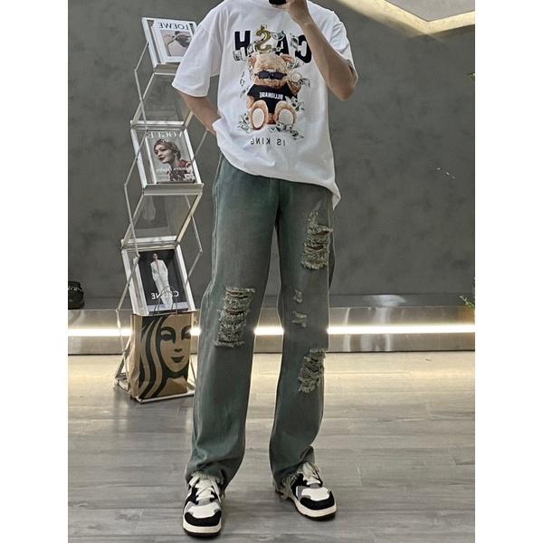 Quần baggy jeans ống suông màu lạ siêu đẹp