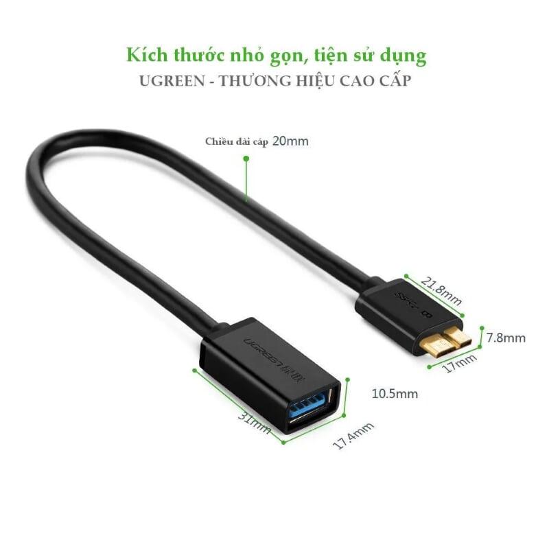 Ugreen UG10817US128TK 50CM màu Trắng Cáp MICRO USB 3.0 OTG sang USB 3.0 âm - HÀNG CHÍNH HÃNG