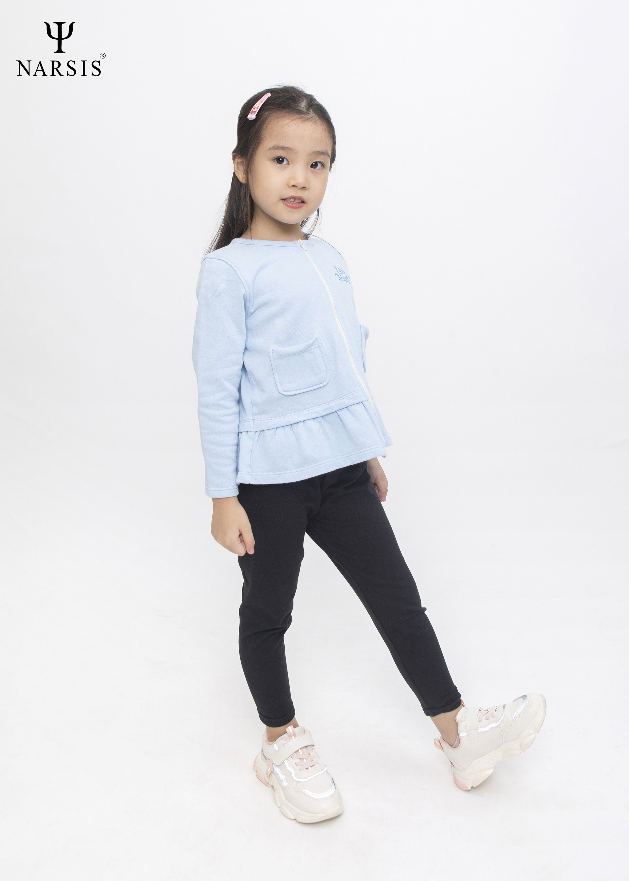 Áo khoác bé gái Narsis KL0005 màu xanh da trời pastel Little Princess