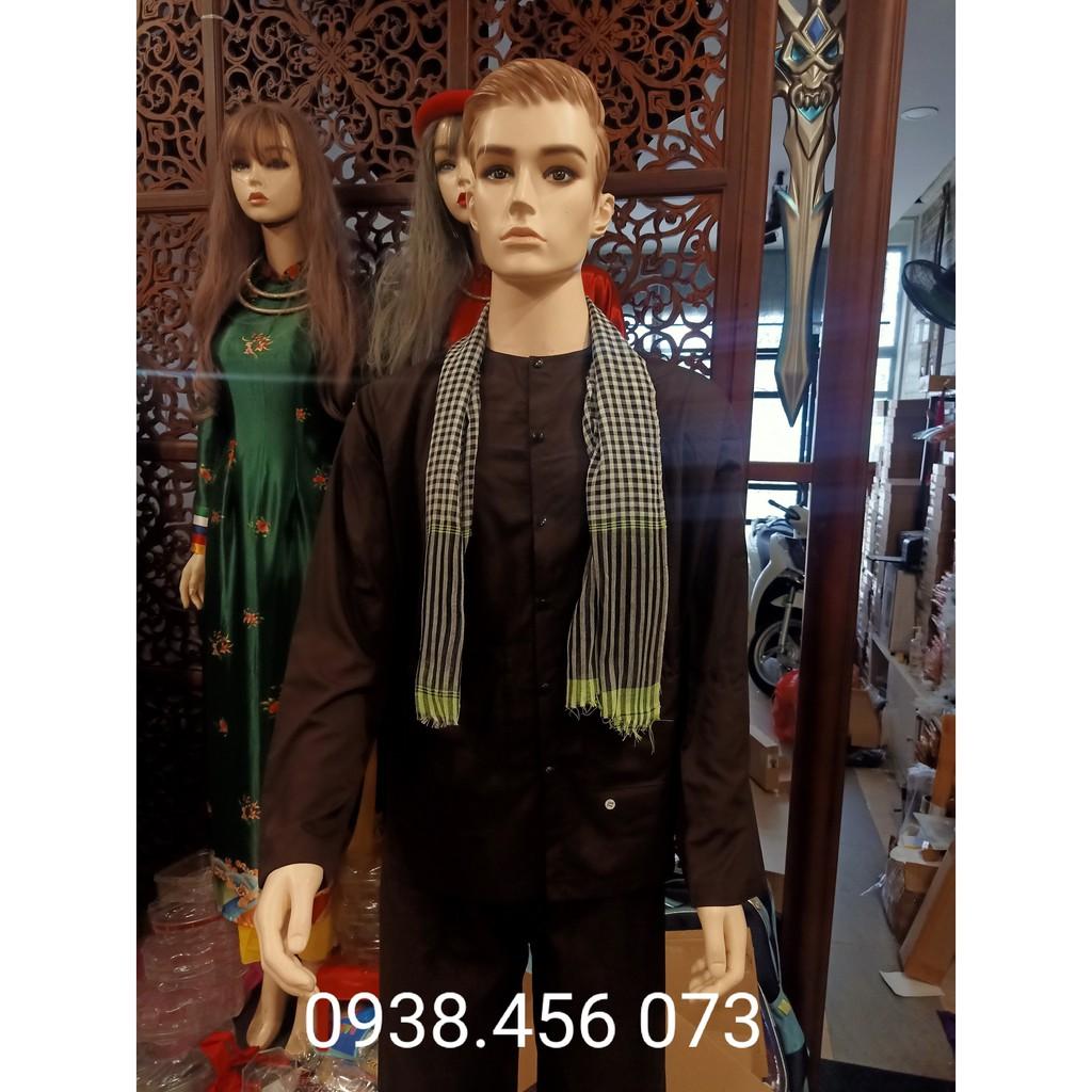 (Có Sẵn) Trang Phục Bà Ba Nam Vải Kate Cao Cấp Tặng Kèm Khăn Rằn, Trang Phục Chú Hóa Trang Chú Cuội Chị Hằng