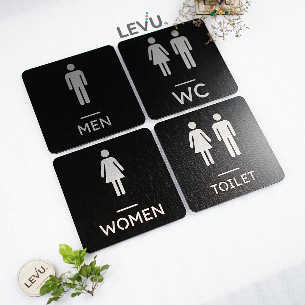 Bảng nhôm alu cao cấp dán tường WC - Toilet - Restroom - Men - Women khắc laser siêu nét LEVU ALUDTL