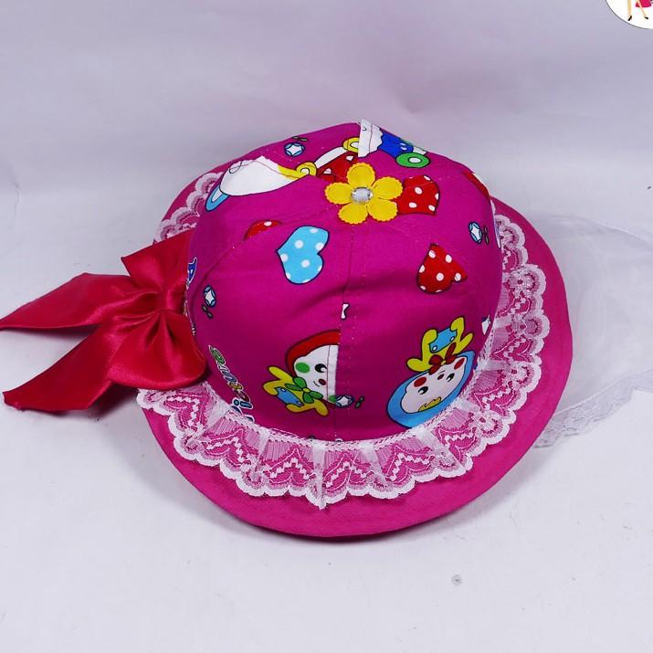 Nón trẻ em hình thú cho bé nữ chất liệu cotton thoáng mát, có khăn trùm mặt giùm bé tránh nắng và bụi bẩn khi ra đường