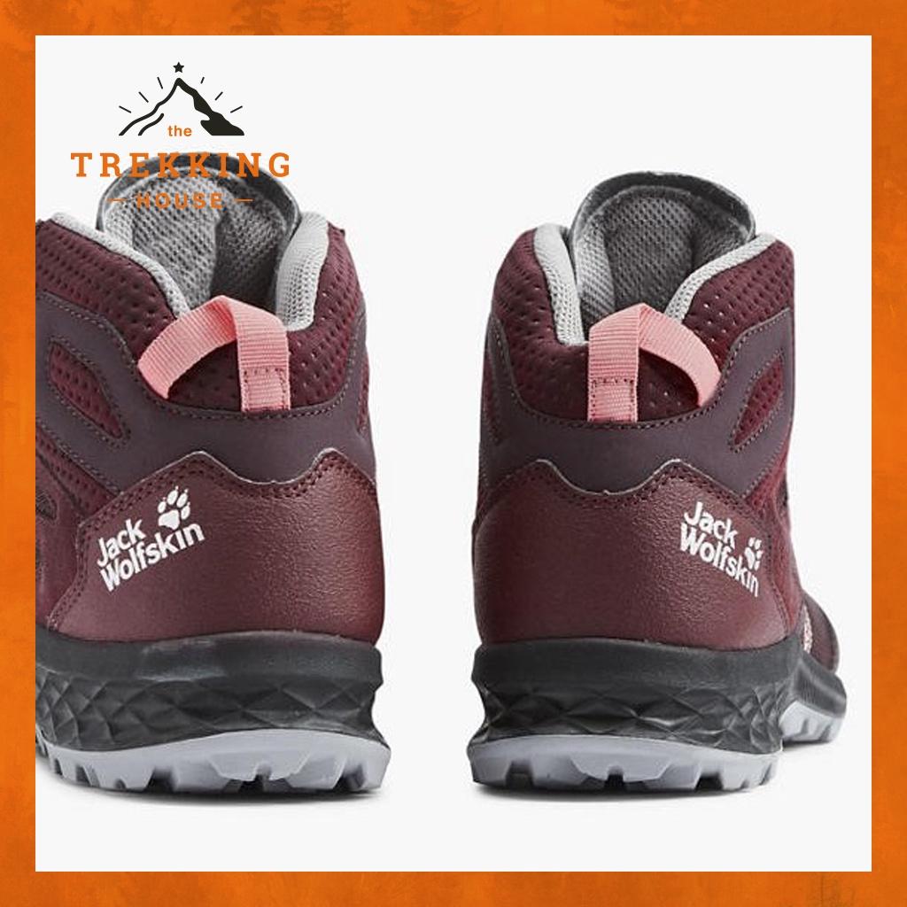 Giày leo núi trekking chống thấm nước Jack Wolfskin nữ, Giày phượt dã ngoại cổ lửng