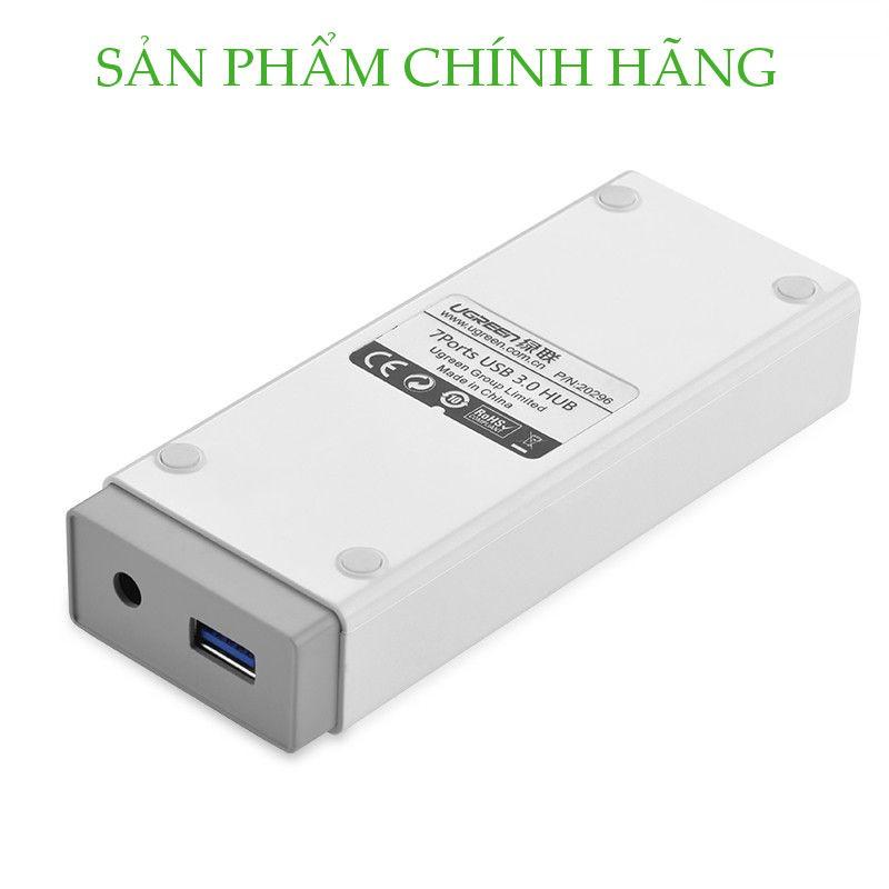 Hub USB 3.0 7 cổng có nút bật tắt, hỗ trợ nguồn 12A/2V UGREEN CR116 20296 - Hàng Chính Hãng